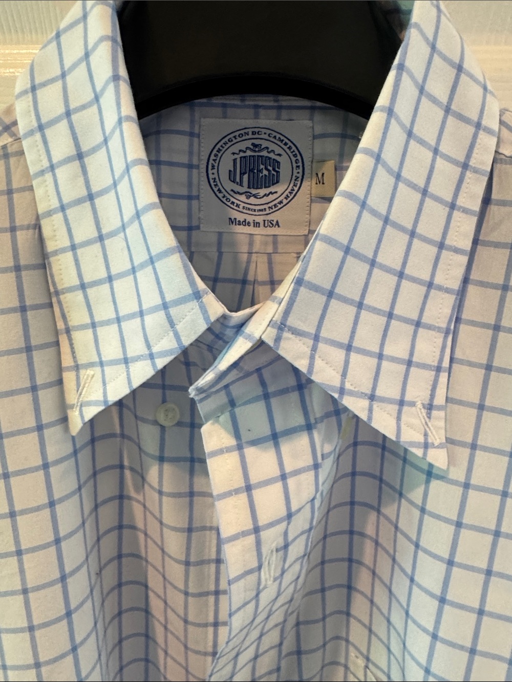 J. Press Light Blue Check Broadcloth Button Down Shirt